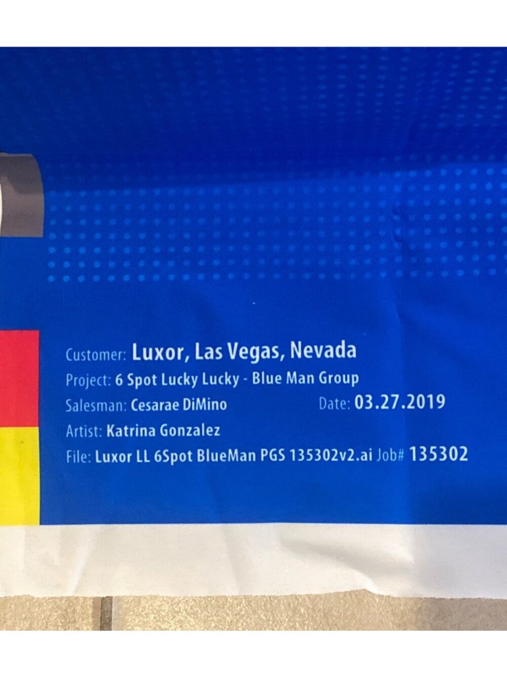 Luxor Las Vegas Blue Man Group Blackjack Felt Tablecloth - Unused RARE Unique - Picture 2 of 16